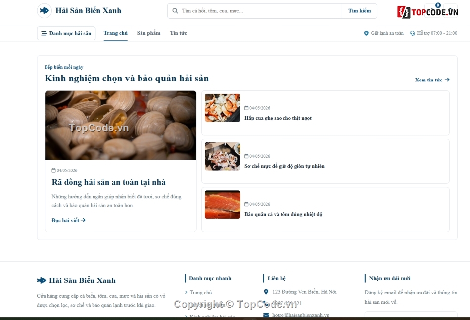 Web bán hải sản,hải sản,bán